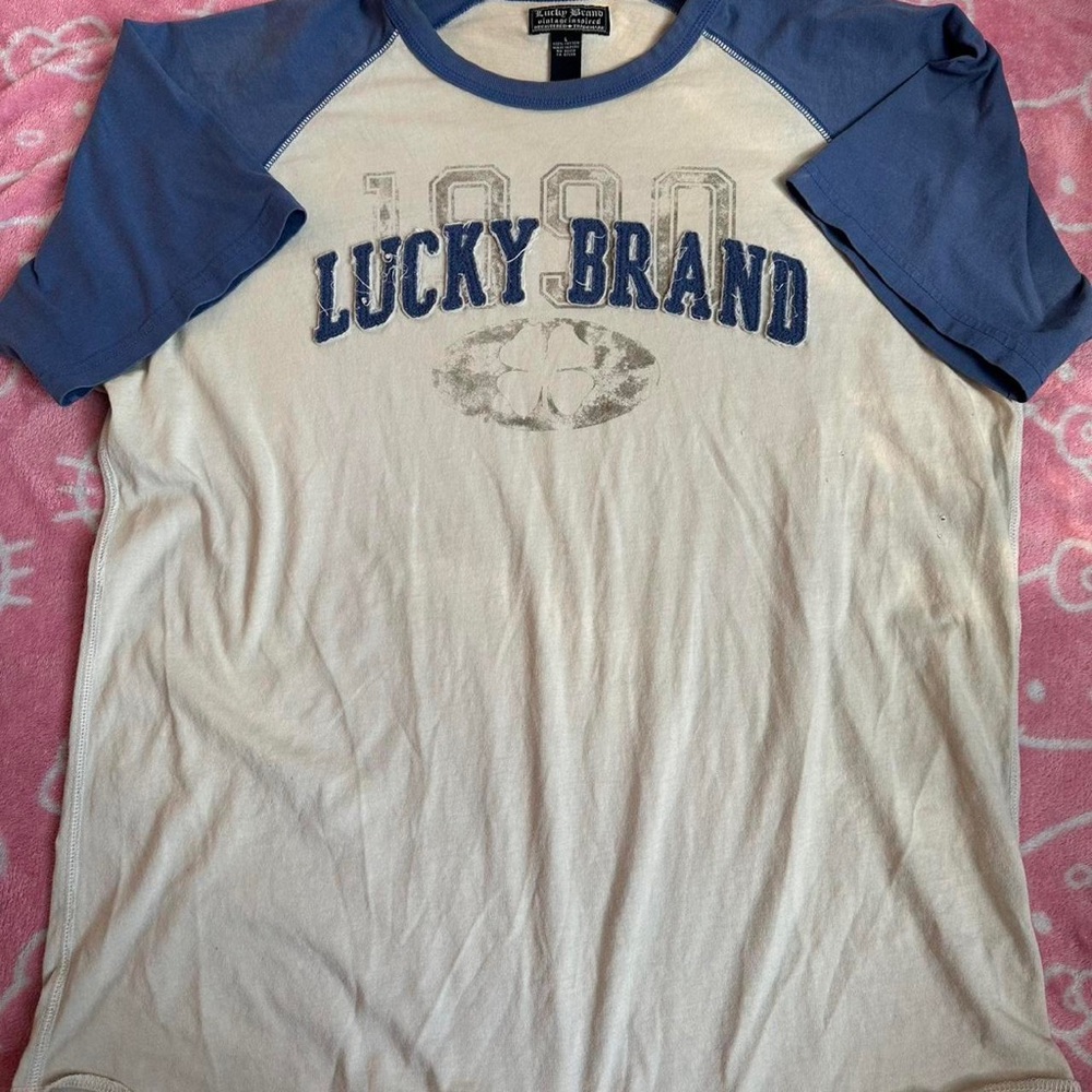 Lucky Brand Cream and Blue Vintage-Inspired Tee
